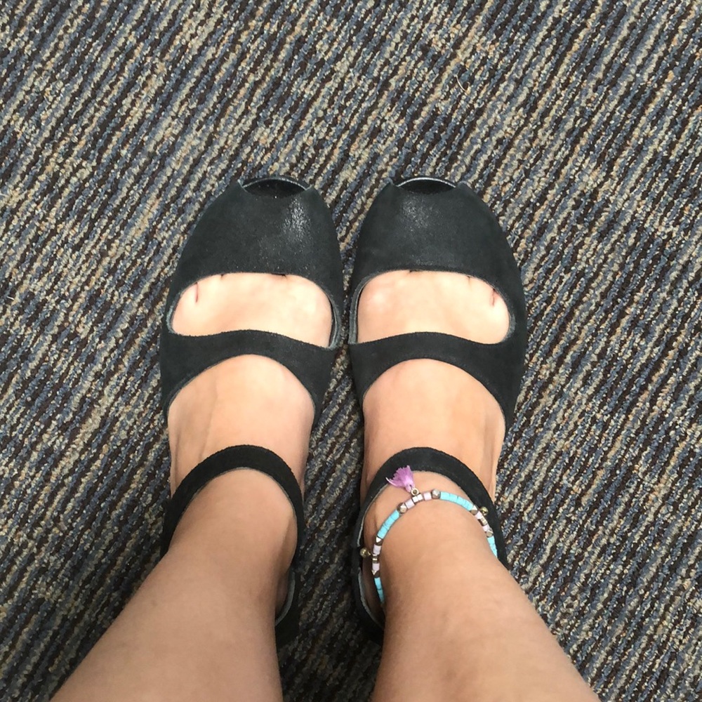 Real Leather Black Flat Sandals (Handmade)